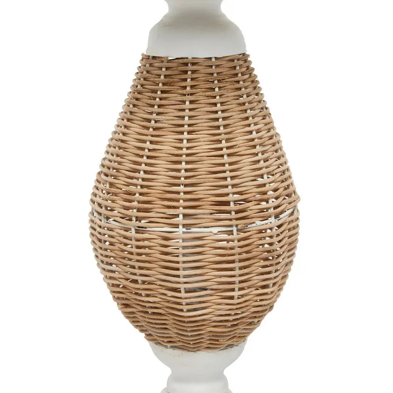 Wood Accent Table with Black Metal and Rattan Base - Brown or White - Roche River Decor