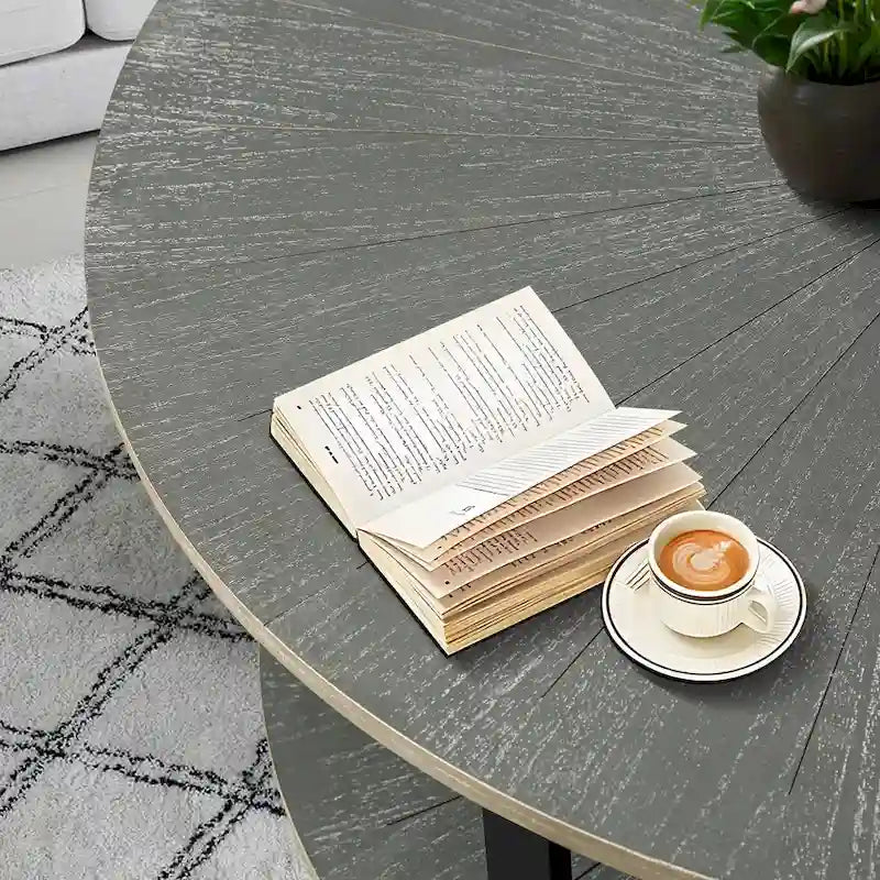 Round Coffee Table With 2-Tier Storage