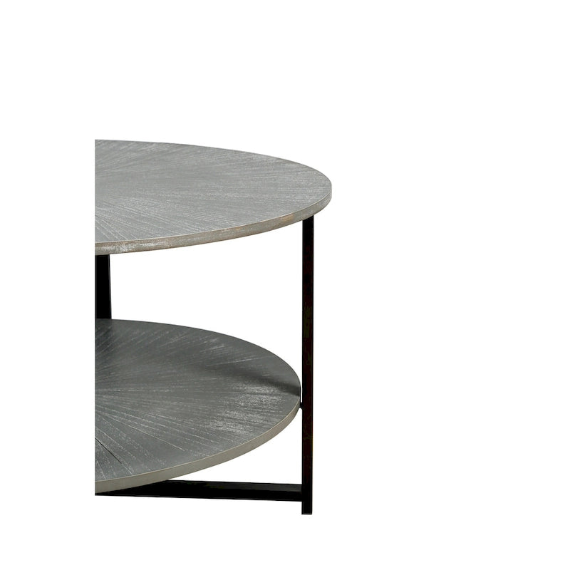 Round Coffee Table With 2-Tier Storage