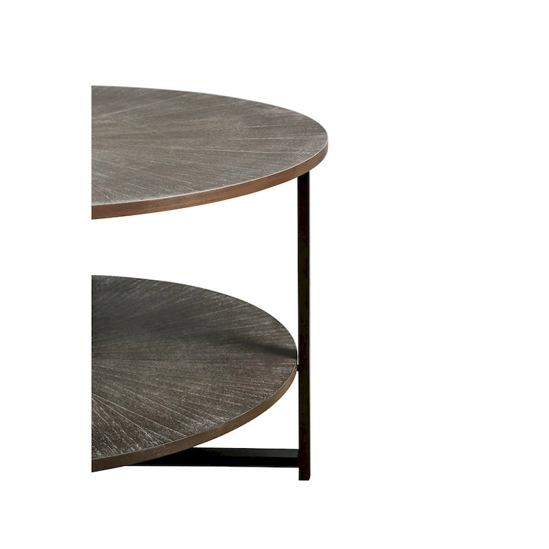 Round Coffee Table With 2-Tier Storage