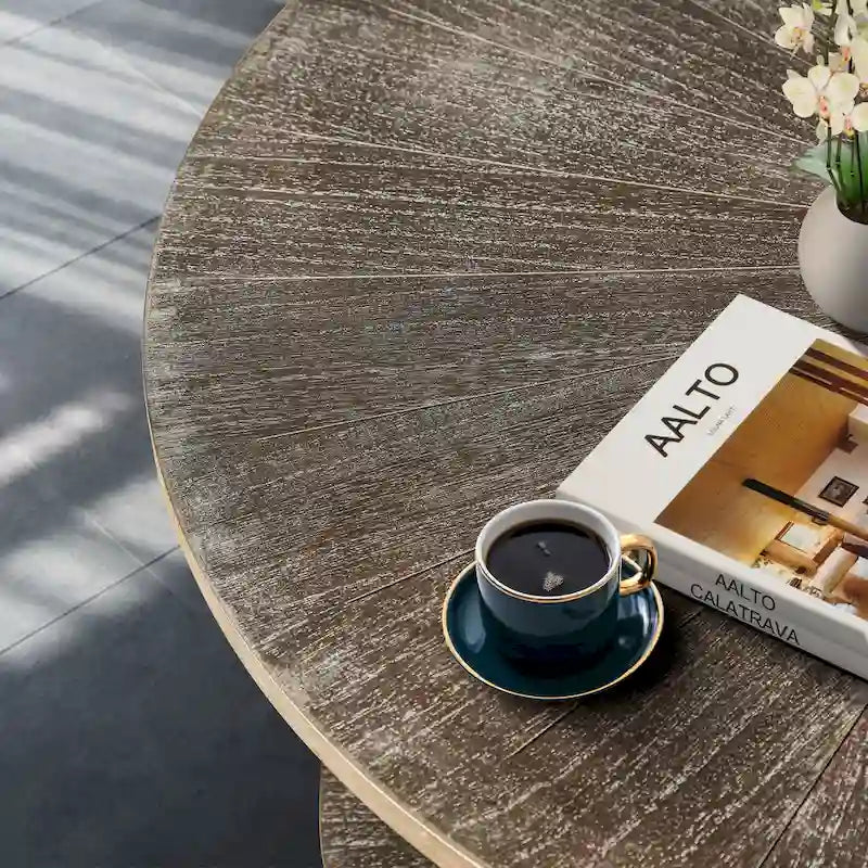 Round Coffee Table With 2-Tier Storage