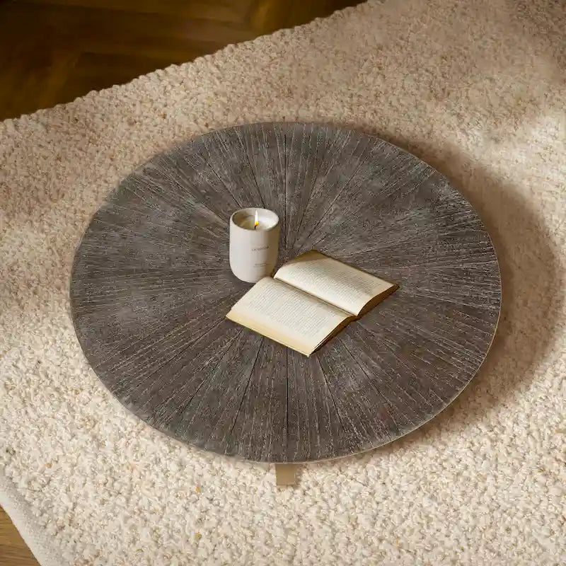 Round Coffee Table With 2-Tier Storage