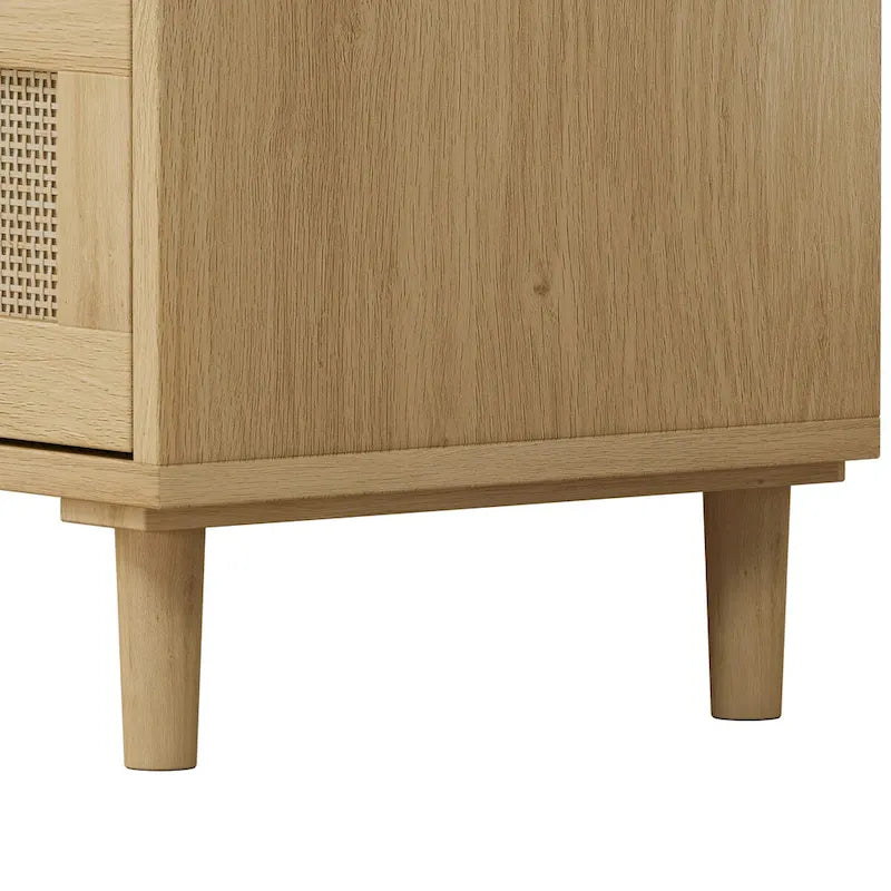 Oak 3-drawers Rattan Storage Cabinet - 31.5L x 15.55W x 30.12H