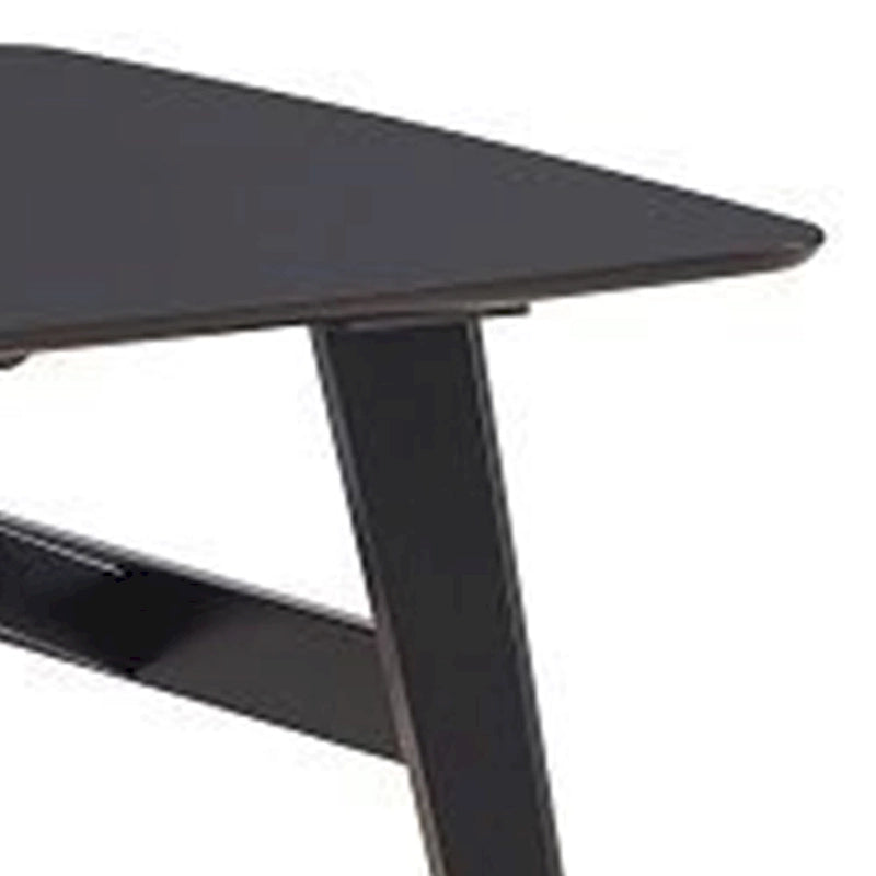 Iora 71 Inch Dining Table, Industrial Style, Rounded Corners, Black Wood