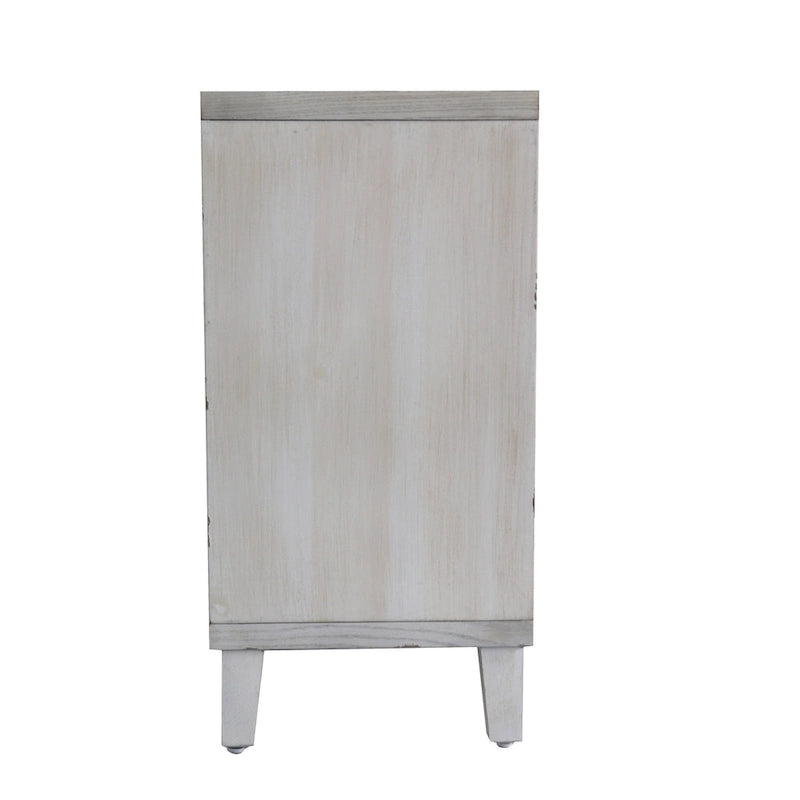 60-in Farmhouse Natural Wood Wash 4 Shutter Door Wooden Sideboard Buffet Server Accent Storage Cabinet