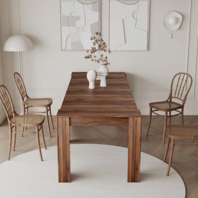 Multifunctional Extendable Rectangular Console Dining Table for 4-8 People