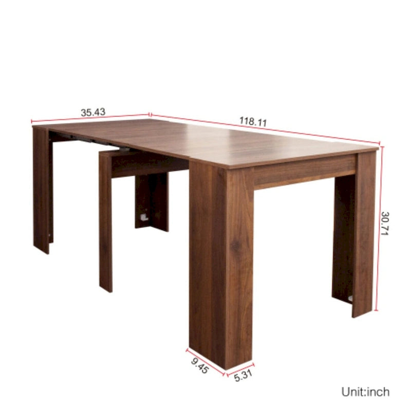 Multifunctional Extendable Rectangular Console Dining Table for 4-8 People