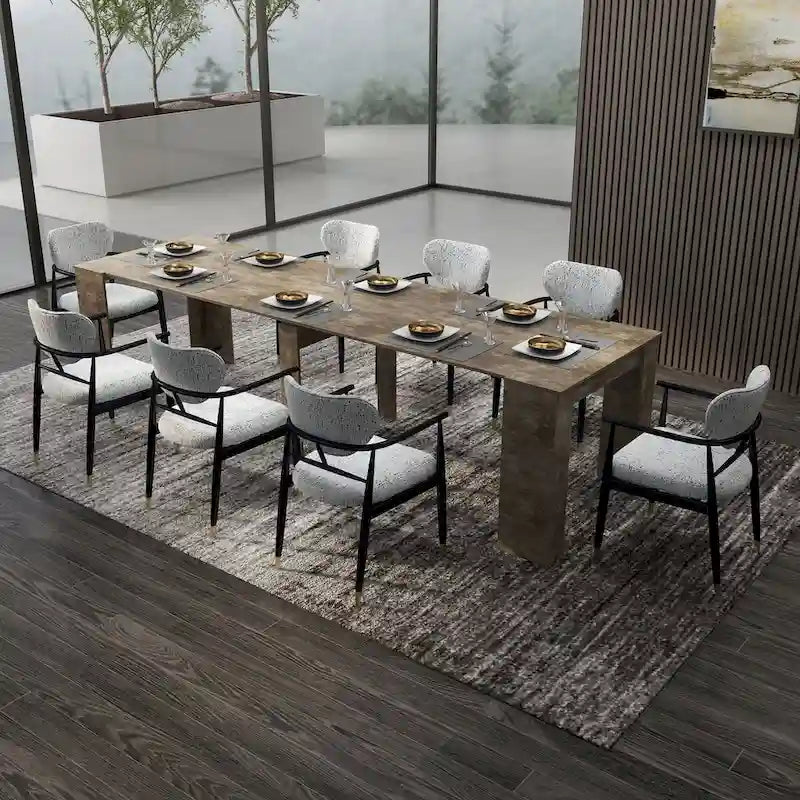 Multifunctional Extendable Rectangular Console Dining Table for 4-8 People