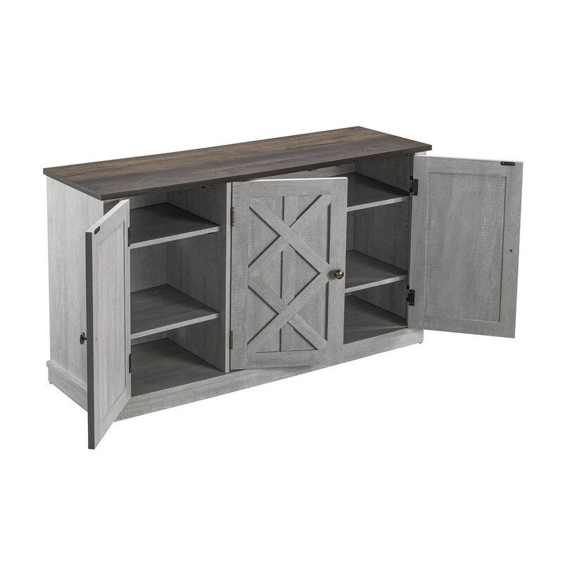 48 Rustic Wood Finish Buffet Cabinet with 3 Doors - Ample Storage - 48 in Width