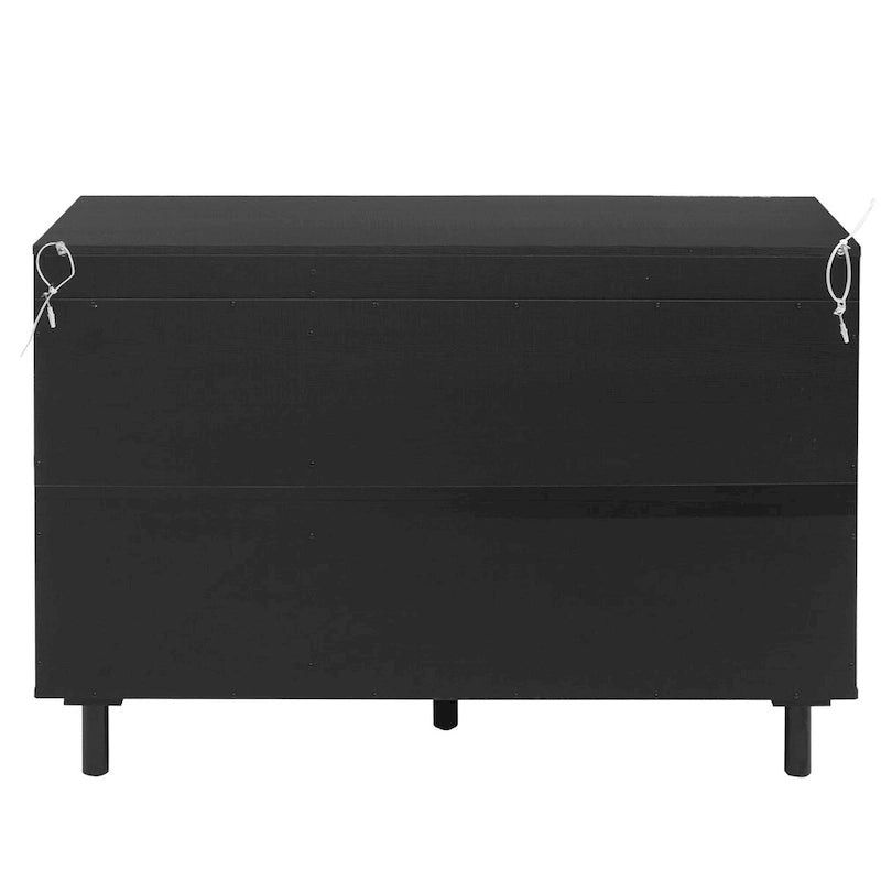 2 Doors Rattan Storage Cabinet with Adjustable Shelves and 3 Drawers