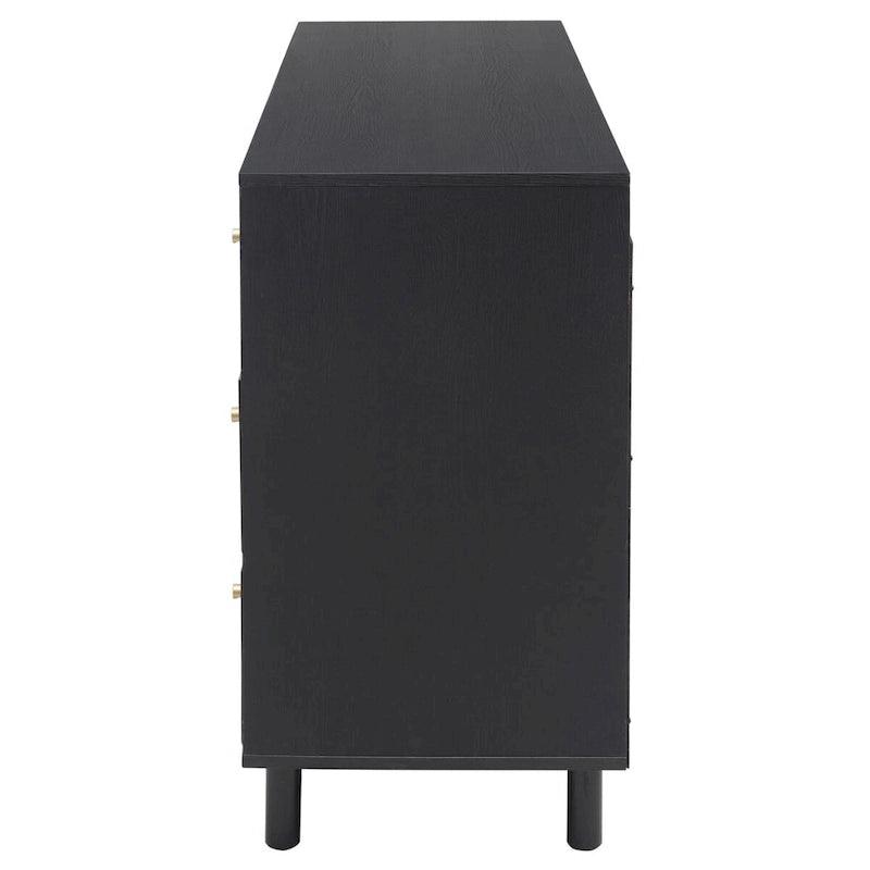 2 Doors Rattan Storage Cabinet with Adjustable Shelves and 3 Drawers