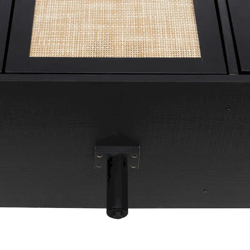 2 Doors Rattan Storage Cabinet with Adjustable Shelves and 3 Drawers