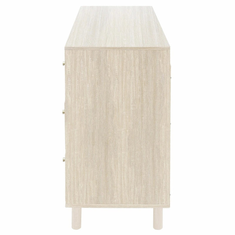 2 Doors Rattan Storage Cabinet with Adjustable Shelves and 3 Drawers